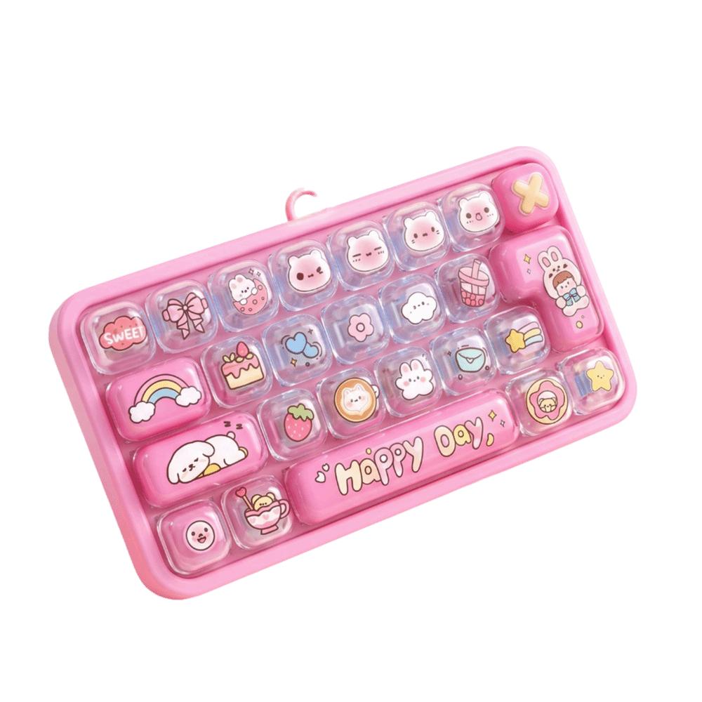 26-Tasten Mini-Tastatur Anhänger Transparente Zweifarbige Tastatur Schlüsselanhänger Kinder Tasche