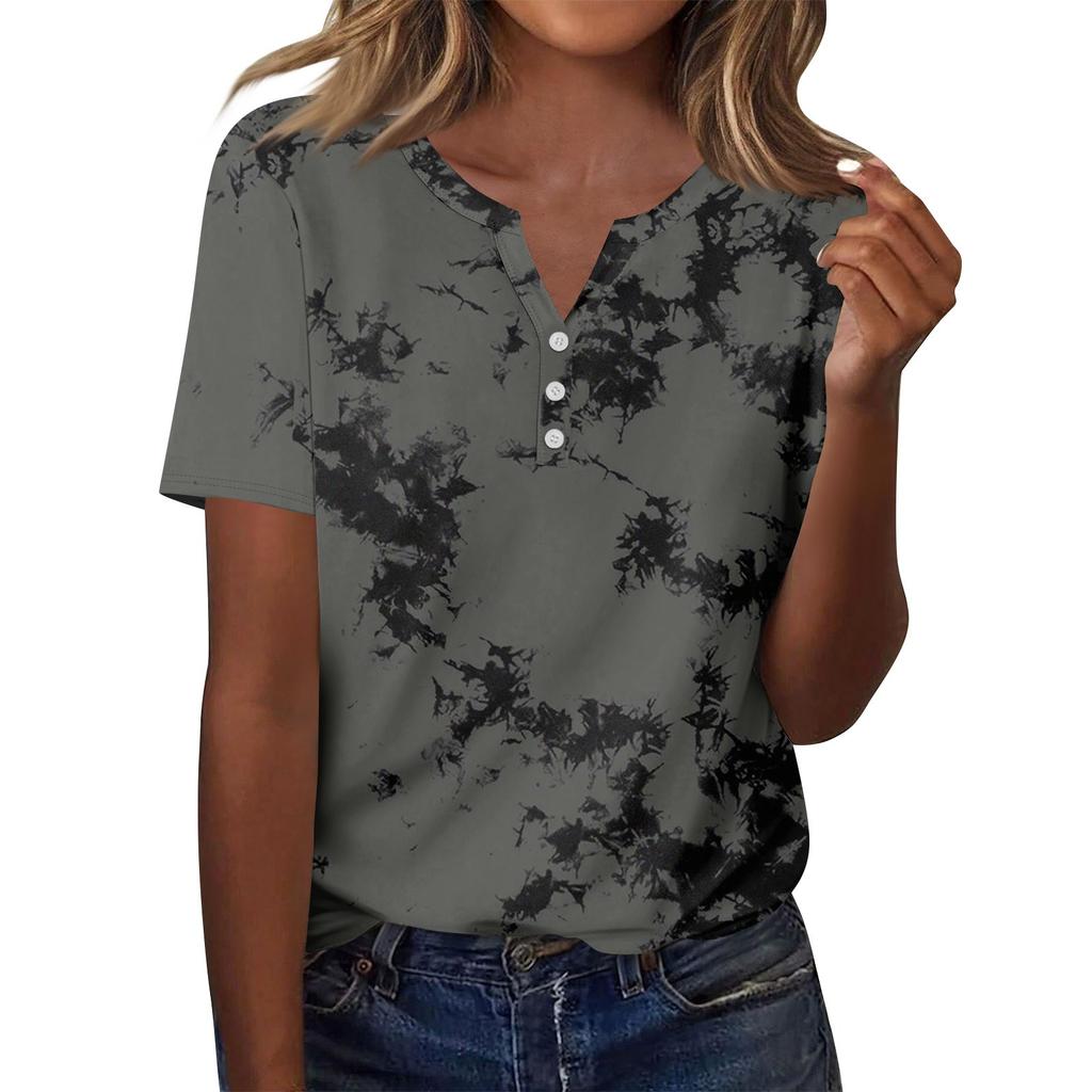 Women’s Casual Short Sleeve Floral Print Top with Button Front Loose Fit Summer Blouse Soft Lightweight Material for Daily Wear