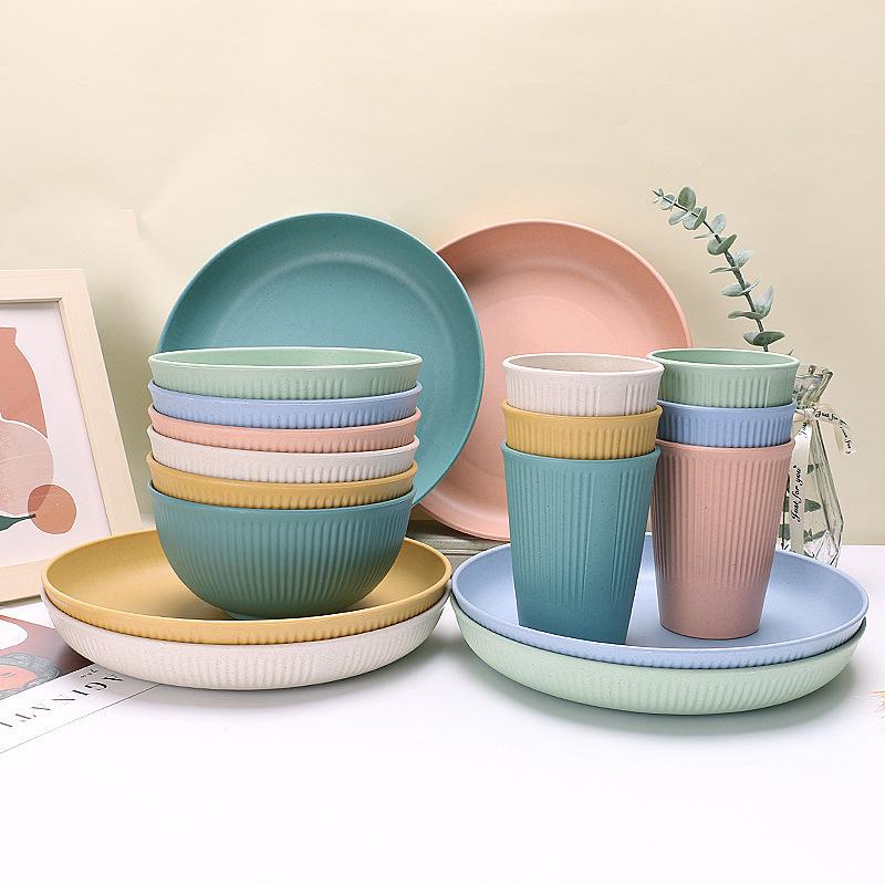 Wheat Straw Reusable Cutlery & Tableware Set: Dishwasher & Microwave Safe