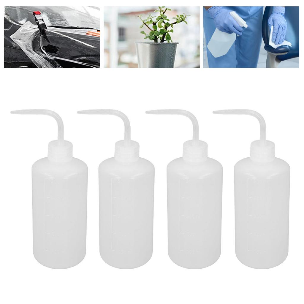 4Pcs 500ml Wash Bottle Plastic Portable Squeeze Safety Washing Bottle with Scales