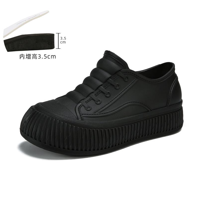 Water shoes women's new medium tube rain shoes outer wear rubber shoes non-slip water boots thick-soled water boots velvet short rain boots