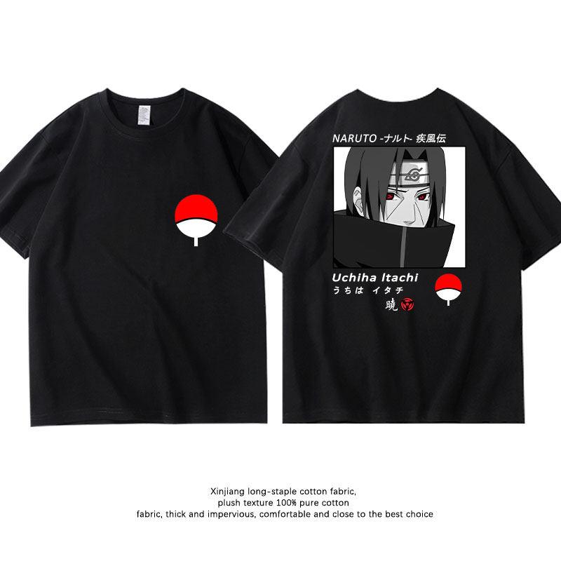 Black Childrens Tshirt Naruto Kakashi Naruto Uchiha Itachi Sasuke Pure Cotton Doublesided Printed Parentchild Casual Tshirt