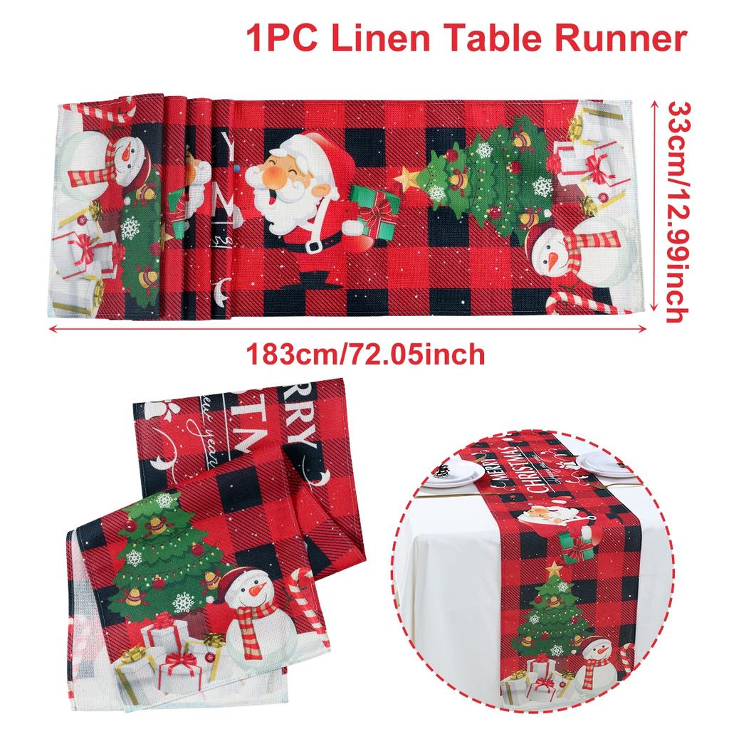 Christmas Linen Table Runner Merry Christmas Decoration For Home 2025 Navidad Noel Kerst Xmas Ornament Happy New Year Gifts 2025