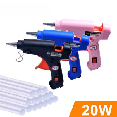 1PC 20W Pistola de cola quente DIY Mini armas industriais domésticas Calor Temperatura Thermo EU Ferramenta de reparo elétrico Use bastões de cola de 7 mm