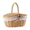 Handmade Wicker Picnic Basket with Lid Handle Picnic Hamper Washable Lining Willow Woven Storage Hamper For Outdoor Camping