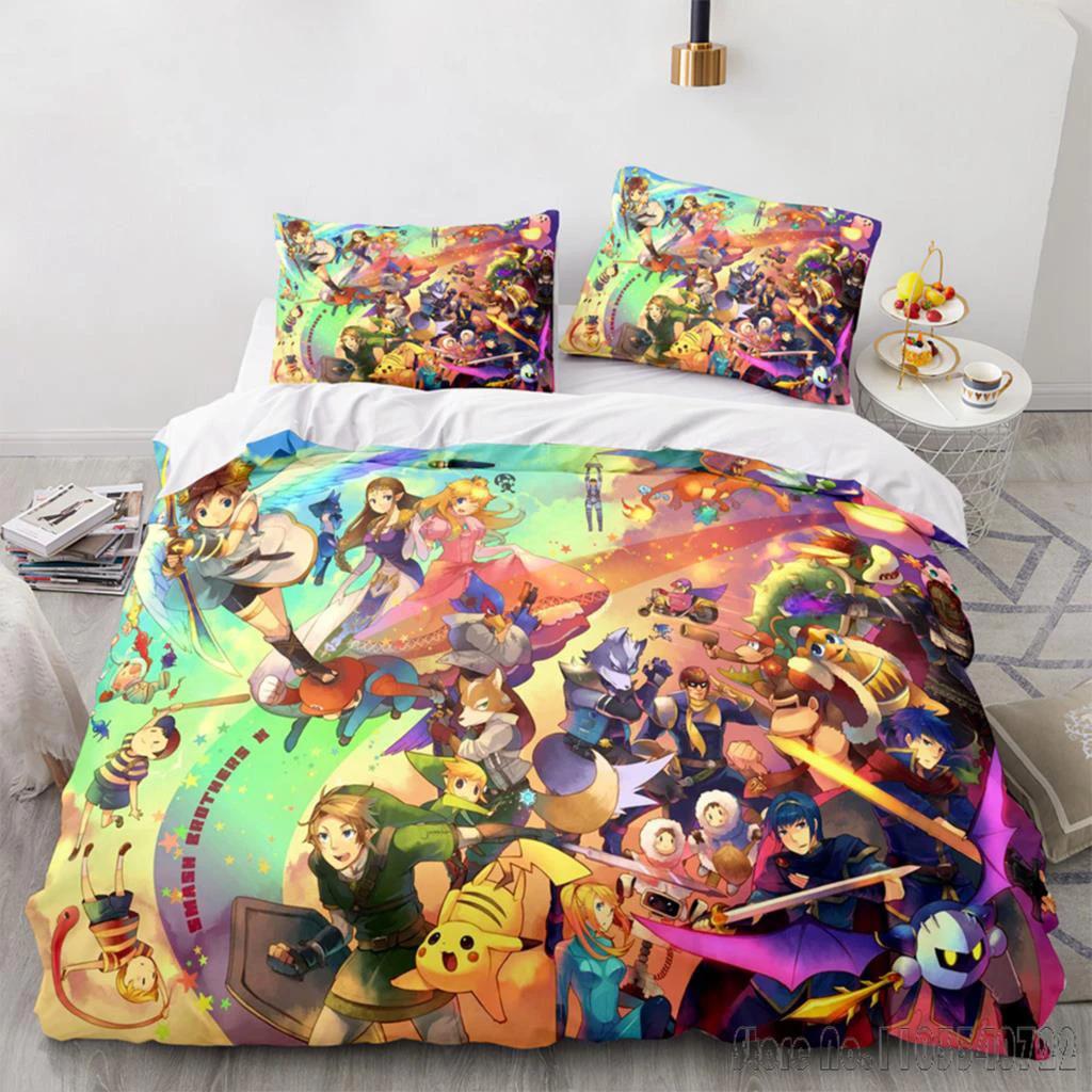 Anime Bandai 3D Home Pokemon Pikachu Bedding Set Baby Duvet Cover Sets Bedclothes Twin Single King Kids Adult Gift