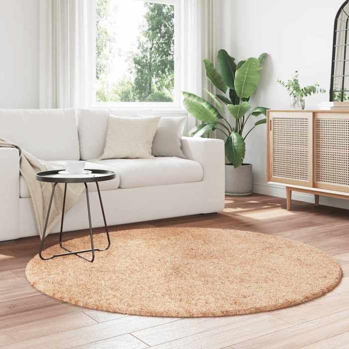 VidaXL Tapis shaggy à poils longs beige 160x160 cm polyester, tapis, tapis de chambre, tapis moderne, tapis de salon, tapis 4102909