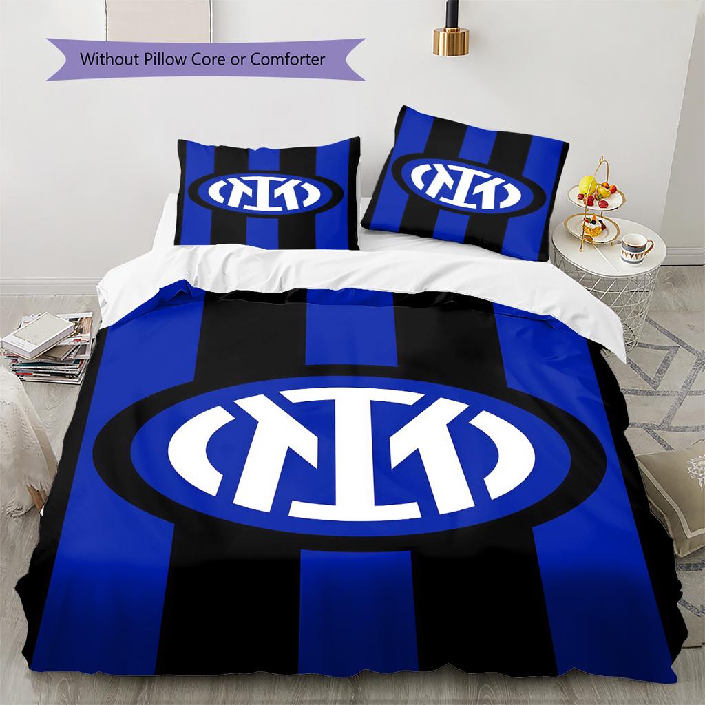 Inter Milan logo  Pattern Bedding Quilt Set Quilt Cover Pillowcase Home Decoration Birthday Gift (1 * duvet cover + 2 * pillowcase, without core)