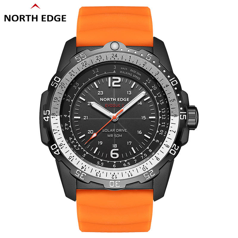 NORTH EDGE EVOQUE 2 Unisex Sport-Armbanduhr mit Solarantrieb Wasserdicht 50M Leuchtendes Gummiarmband Touch-Bedienung BT Anrufbeantwortung Magnetisch