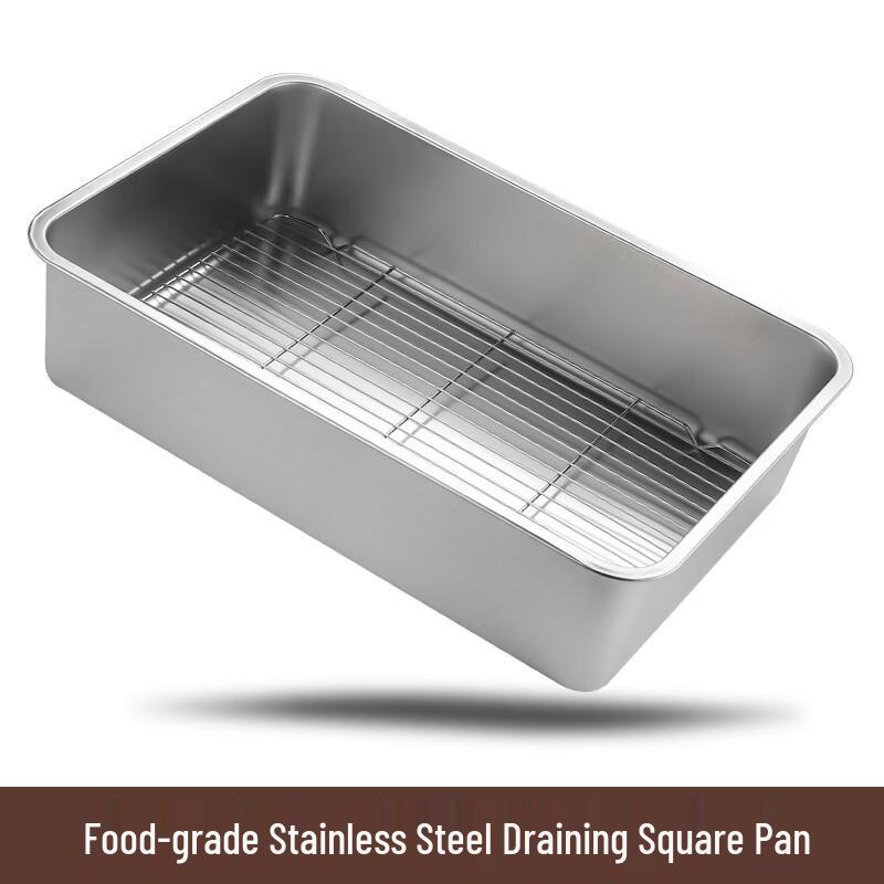Stainless Steel Deep Square Drain Tray with Rack