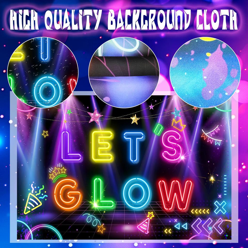Lets Glow Party Decorations&Neon Birthday Party Decorations,Neon Let's Glow Party Backdrop,Lets Glow Backdrop,Glow in The Dark Backdrop&Neon Backdrop