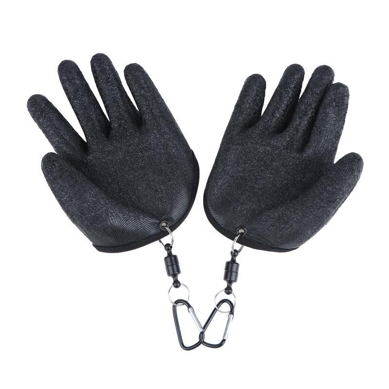 Fishing Gloves Waterproof Anti Slip Puncture Resistant Quick Wear with Carabiner for Ice Fishing Boating Outdoor Sports