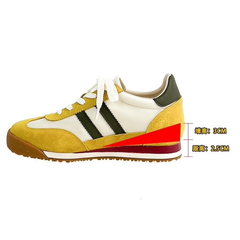 Leather Retro German Training Shoes Women's New Versatile Inner Height Increase Single Shoes Color Matching Soft Sole Breathable Casual Forrest Gump
