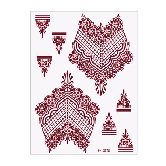 Nostalgie Red Henna Tattoo Kit, Waterproof Tattoos Stickers, Temporary Stickers for Women Wedding Party Festival Decorations