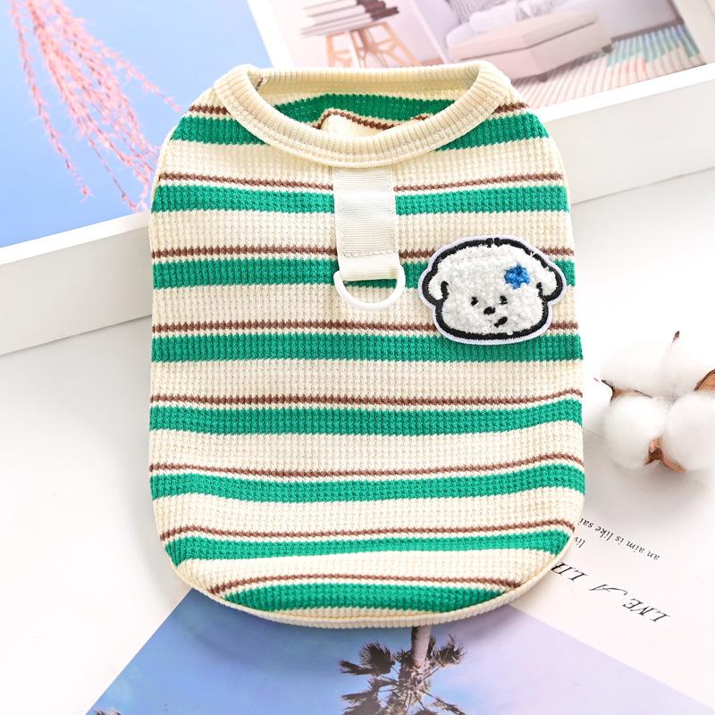 Pet clothing Small dog dog cat clothing Spring and summer thin vest with traction ring