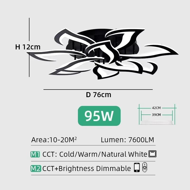 LED ceiling lamp with dimmable brightness Lotus decorative art lighting fixtures cold and warm light intelligent remote control