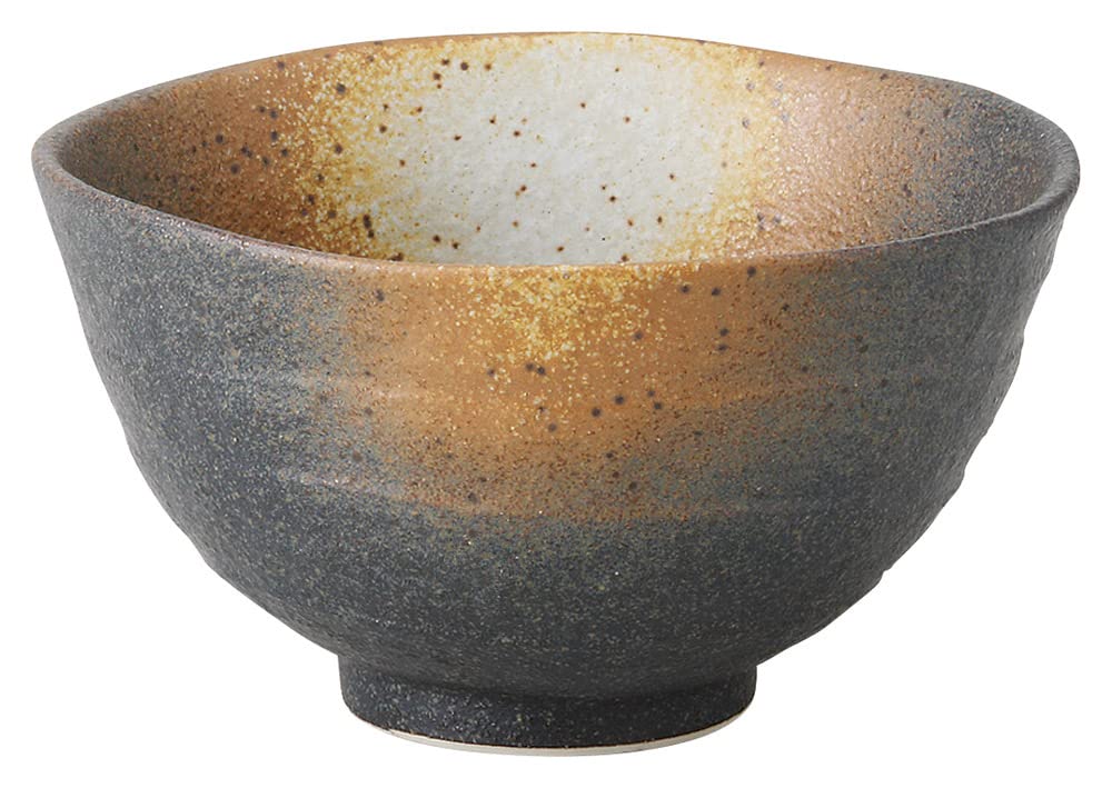 

Black irregular ochazuke bowl x Japanese tableware Bizen-buki [13.5 7.5cm]