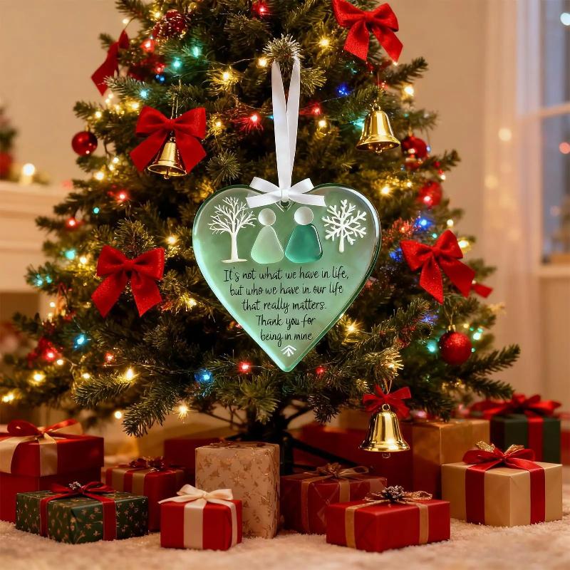 Snowflake-Shaped Sea Glass Ornaments - Handmade Acrylic Christmas Tree Decor Friendship Art Keepsakes
