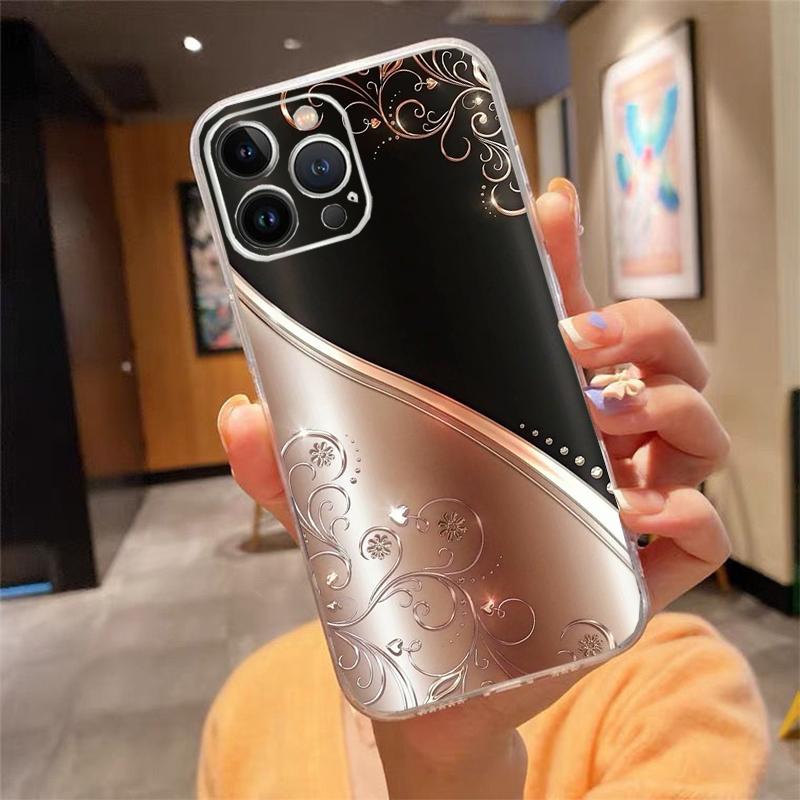 Love Bow Gold Rose Heart Phone Case For iphone 17ProMax Air 16 15 14 13 Pro Max 15 16 Pro 15Plus Mobile Phone Case Funda