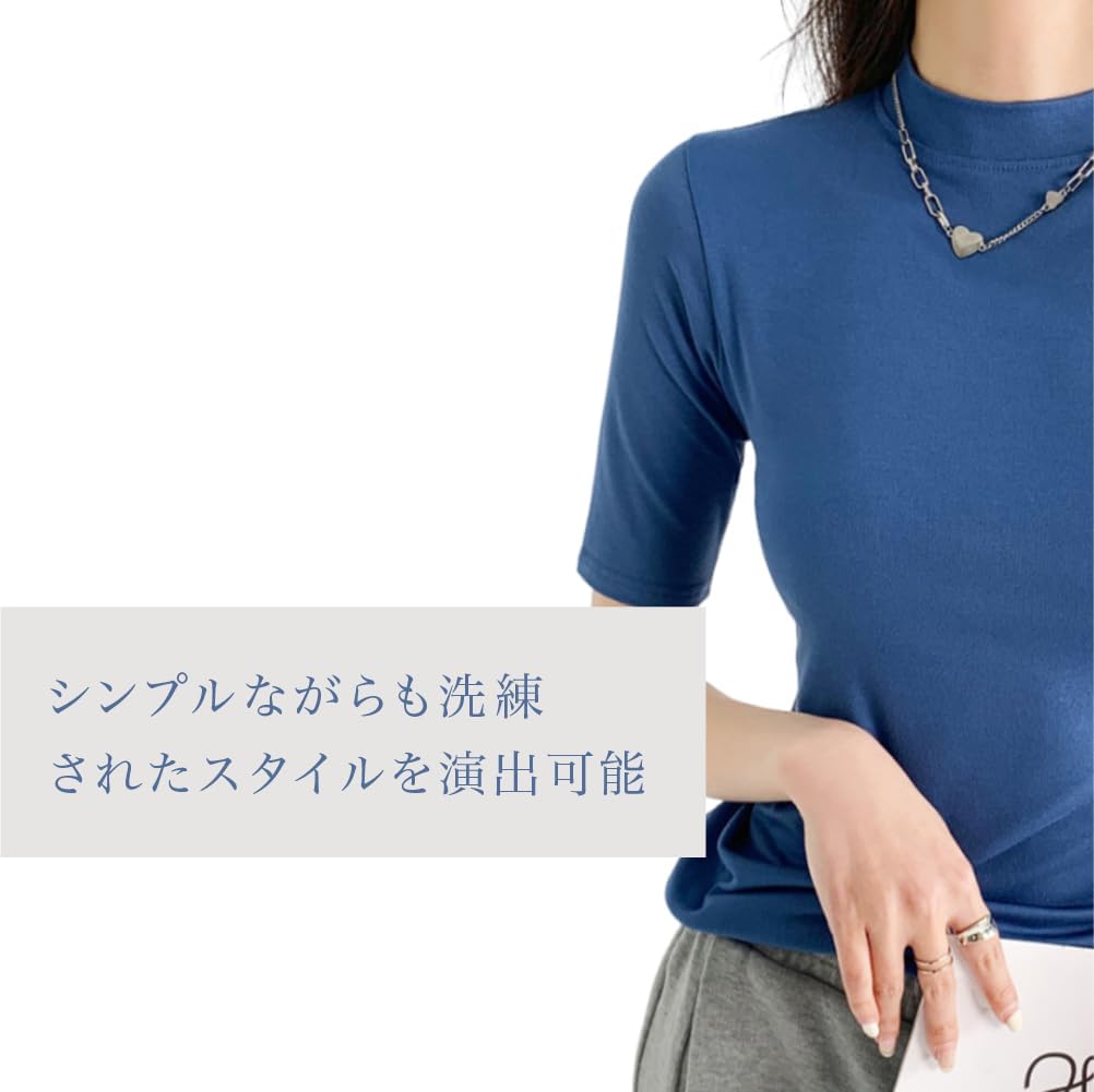 Slim Fit Cut and Sew for Women Cool to the Ice Feather Easy to Move L [ROSELUCA.] T-Shirt [Slimming Effect] Innerwear, 5/8 Sleeves, Touch, Accent,