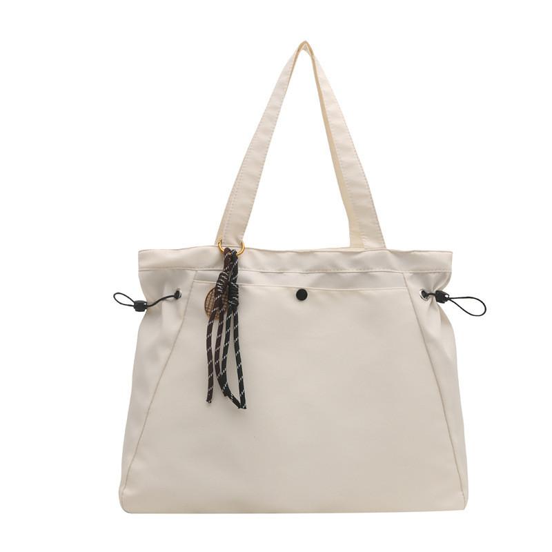 Nylon Large Tote Bag For Women Casual Street Style With Zipper Closure And Inner Phone Pocket