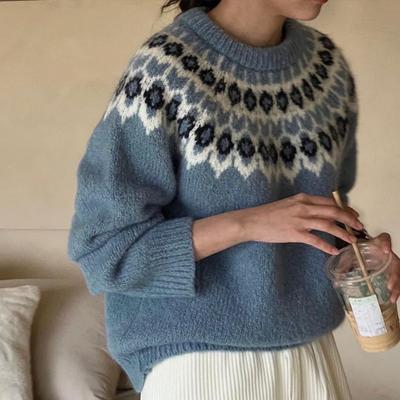 Autumn Women's Ethnic Style Pullover Sweater Casual Knitted Sweater