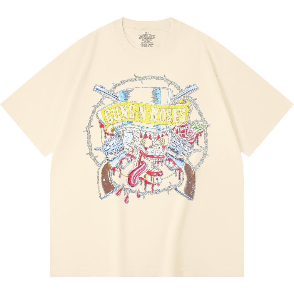 Camiseta de Algodón Pesado 100% 230 Gsm Camiseta de Algodón Pesado Unisex con Estampado de Banda de Rock Música Popular