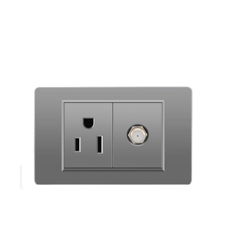 118 Type Switch Six-Hole Gray Wall Socket with Type-C 20W, Thai Style & PC Panel, Taiwan Socket