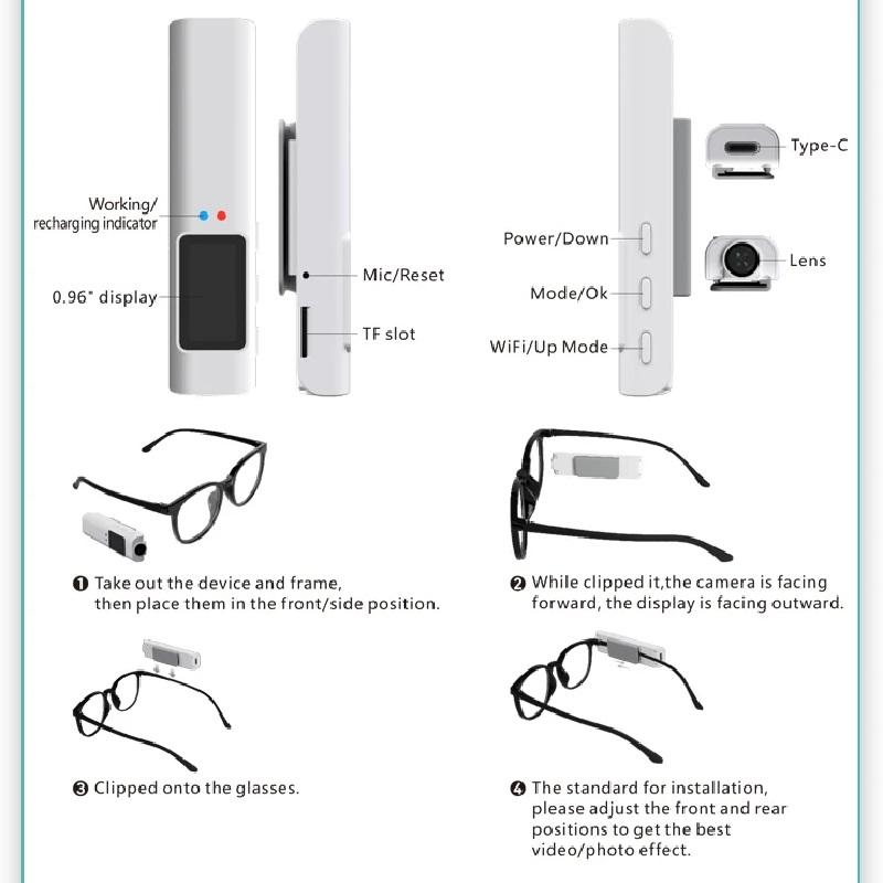 High-definition Wearable Glasses-style Camera, Outdoor Sports Camera, Portable Life Recorder