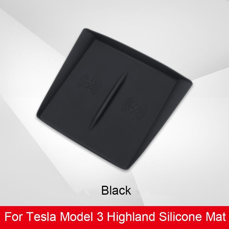 For Tesla Model 3 Highland 2024 Wireless Charging Pad Silicone Mat New Model 3 Center Control Cell Phone Anti-slip Silicone Mat