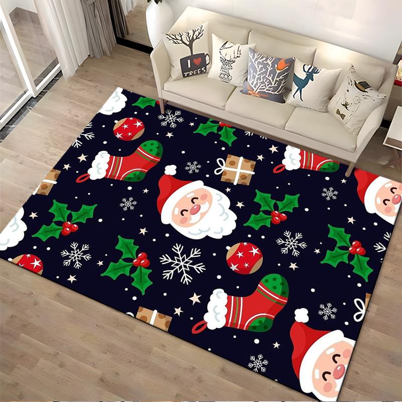 Santa Pattern Christmas Rug Non-slip rug suitable for living room and bedroom sofas