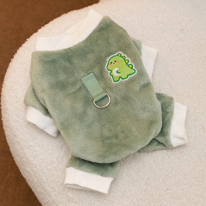 Dog Clothes Flannel Autumn and Winter Warm Traction Four-legged Fleece Jacket Teddy Bear Small Dog Pet Clothing