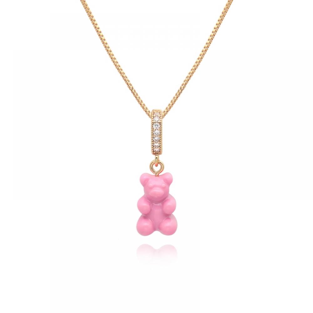         Nostalgia Bear Candy Pink Pave Connector                           
