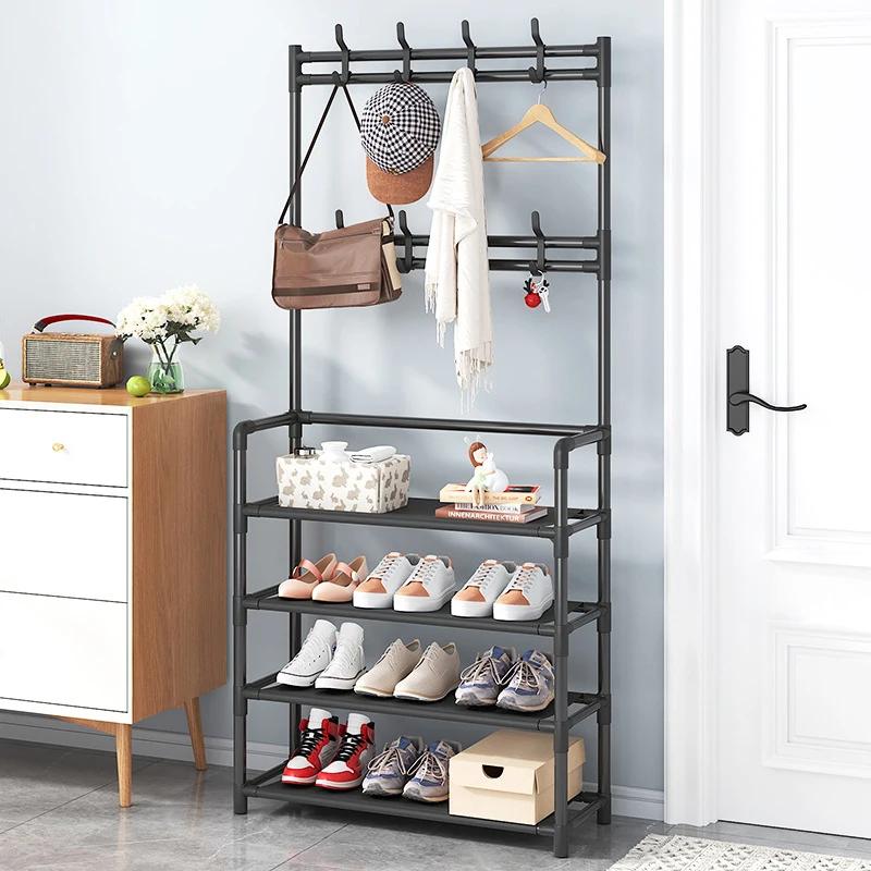 4th/5th Floor Multifunctional Home Storage Rack - Plastic Easy Assembly Shoe Clothes Hat Organizer Floor Standing Design Clothe