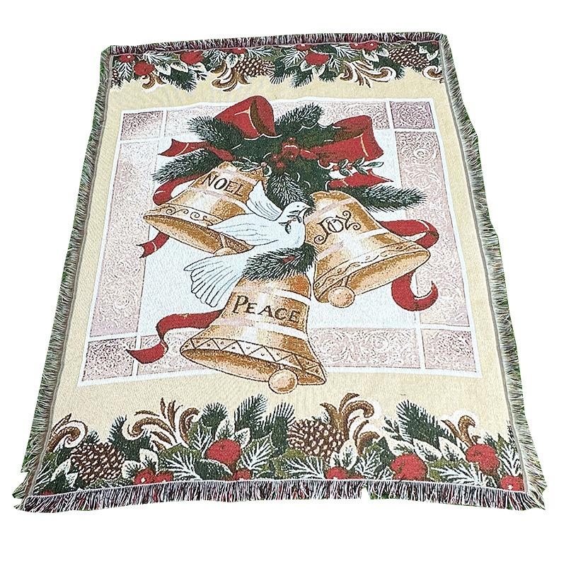 Decorative Blanket Jacquard Tapestry Christmas Bell Sofa Towel Wire Blanket Dustproof Full Cover Sofa Blanket
