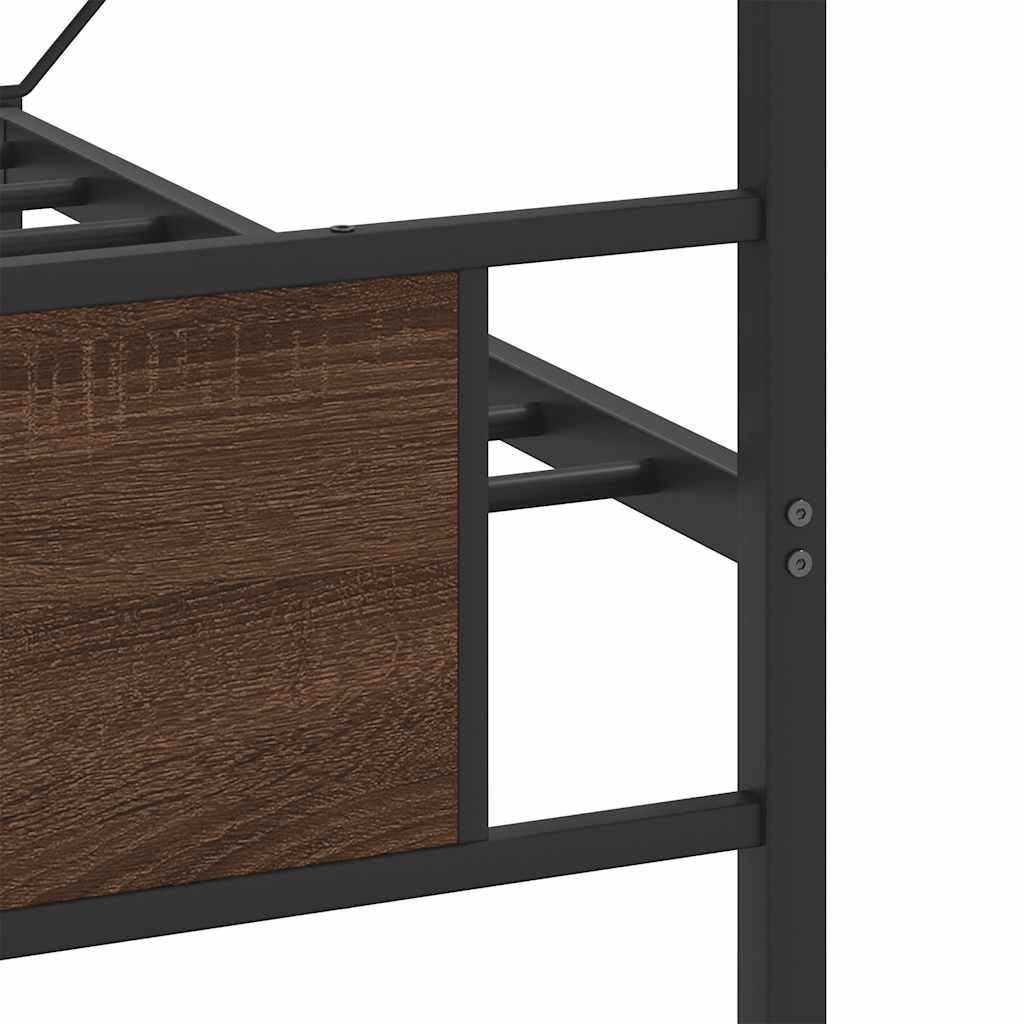 Metal Bed without Mattress Brown Oak Effect 160 x 200 cm