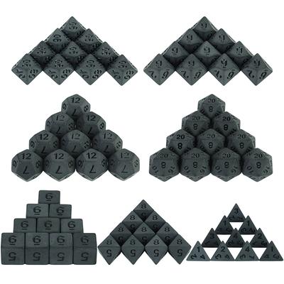 Würfel-Brettspiel-Zubehör, hochwertiger schwarzer polyedrischer Würfel aus Kunststoff mit erstaunlich mattem Finish für Tabletop-Rollenspiele