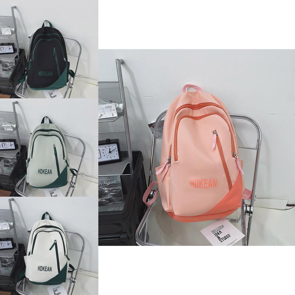 Color Blocked Letter Printed Large Capacity College Backpack