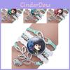 Elegante Braccialetto Intrecciato in Pelle di Nezuko Kamado di Demon Slayer con Carini Ciondoli Cartoon
