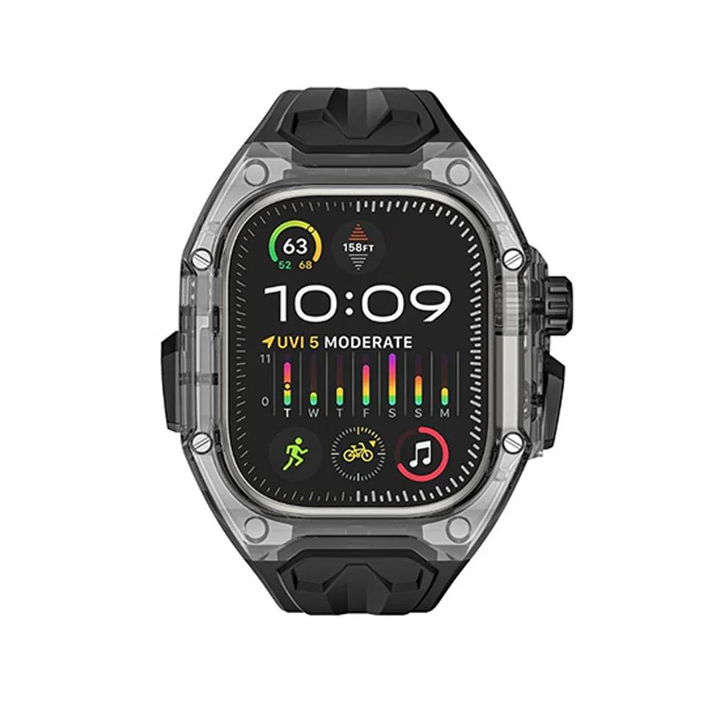 Подходит для Apple Watch серии 10 46 мм Ultra 49 мм Модифицированный ремешок Прозрачный корпус+ТПУ ремешок Для iwatch 9 8 7 6 5 40 мм 41 мм 44 45 49mm
