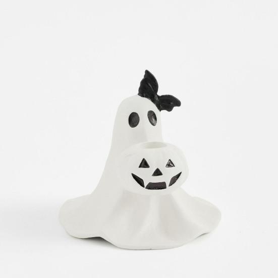 Halloween Ghost Taper Candle Holder Spooky Resin Ghost Pumpkin Tapered Candlestick Holder for Halloween Wedding Party Office Home Table Decor