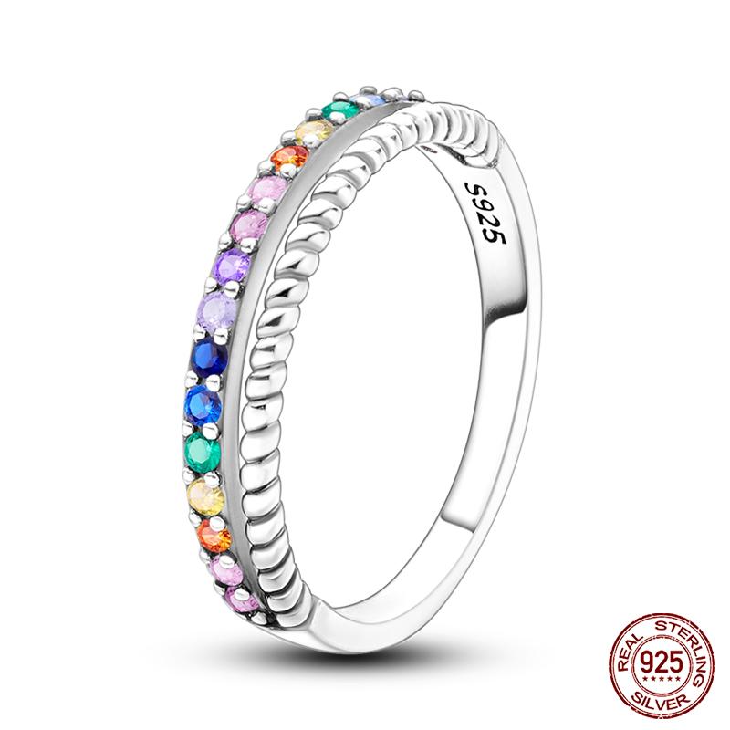 Real 925 Silver Plate Colorful Dragonfly Butterfly Cubic Zircon Rings For Women Wedding Engagement Birthday Jewelry Gift