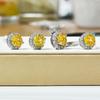 Gusen Exquisite High-Carbon Diamond & Yellow Zircon Ring and Earring Set