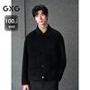 GXG Men's Casual Black Wool Lapel Short Coat