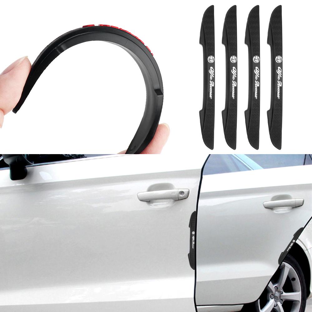 Lpdv10 4PCS RUBBER Car Bumper Anti-collision Strips Door Protector Sticker For Alfa Romeo Stelvio Sportiva 147 Styling Auto Accessorie