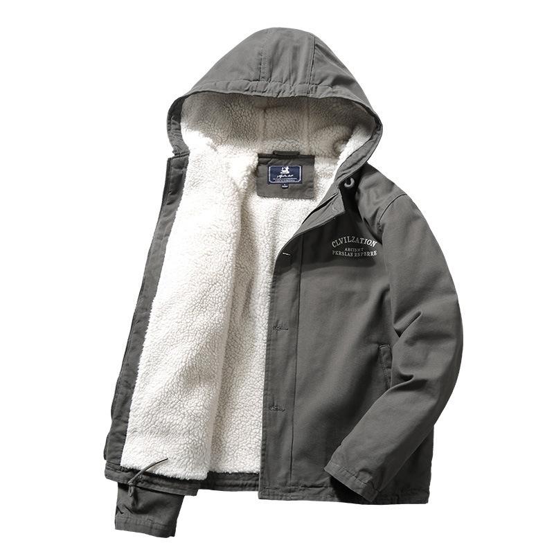 Winter Velvet Thickened Deck Tooling Cotton-padded Jacket Men's Hooded Cotton-padded Jacket Casual Jacket Men