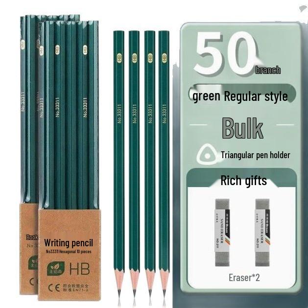 Eco-Friendly Wooden Green Tangerine 2B HB Pencil for Students and Daily Writing