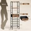 Industrial Wine Bar Cabinet Freestanding Liquor Cabinet 16-Bottle Wine Rack Glass Holder Rustic Brown