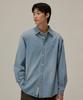 Semi-Oversized Washed Denim Shirt Light Blue