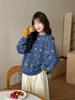 Korean Style Floral Jacquard Round Neck Pullover Sweater for Women - Soft, Loose, Trendy Knitwear for Autumn/Winter.